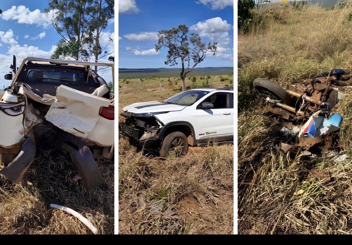Dois motoristas morrem em colisão envolvendo caminhão, caminhonete e trator em Água Boa