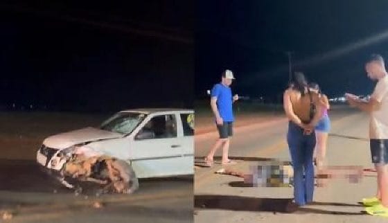 Homem é arremessado na pista e morre após colisão frontal em MT