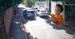Câmeras registram atropelamento que matou criança de 2 anos em Várzea Grande.