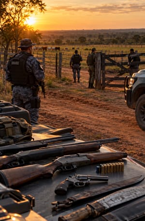 Forças de segurança barram 12 invasões de terras em MT e levam 43 suspeitos à delegacia